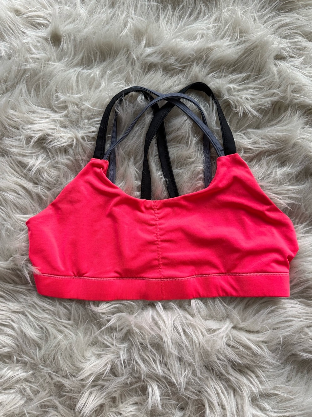 Champion DuoDry Neon Pink Strappy Sports Bra with Black Crisscross Straps